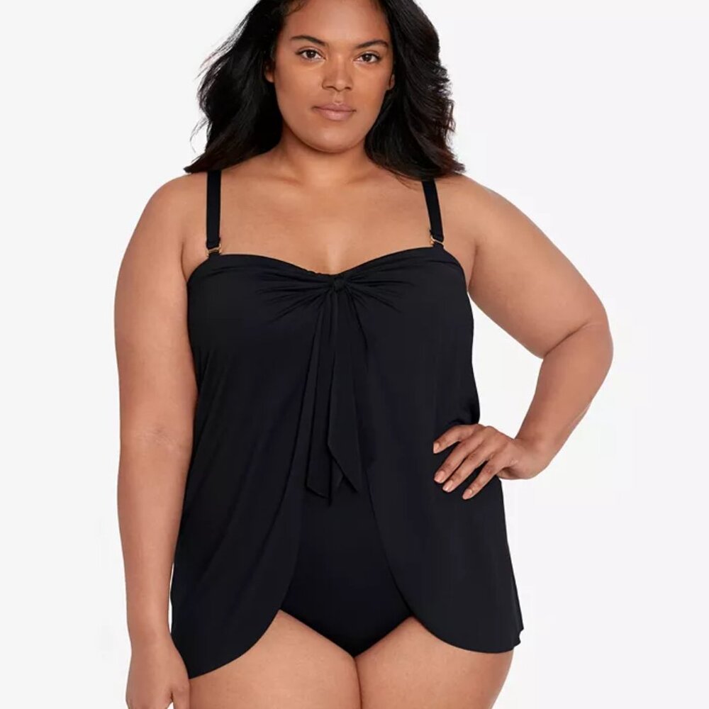 NWT Lauren Ralph Lauren Women's Bandeau Flyaway 1-Piece Black 16W-22W $170 9B695